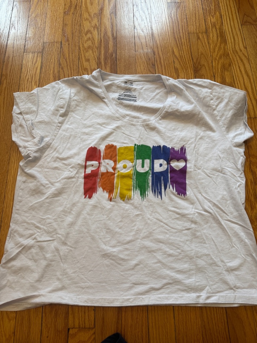 Celebrate It White Long Sleeve Shirt with Rainbow 'Proud' Graphic